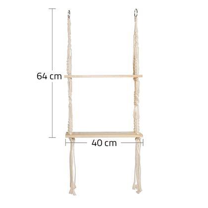 Obrazek z Wisząca półka makramowa, 2 poziomy