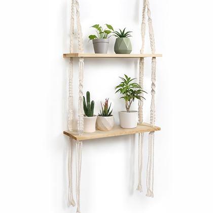 Obrazek z Wisząca półka makramowa, 2 poziomy