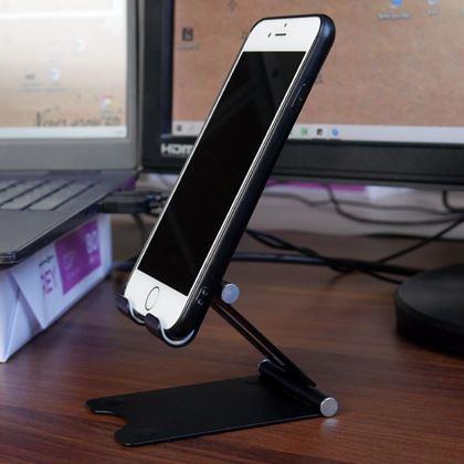 Obrazek z Metalowy uchwyt na telefon - czarny