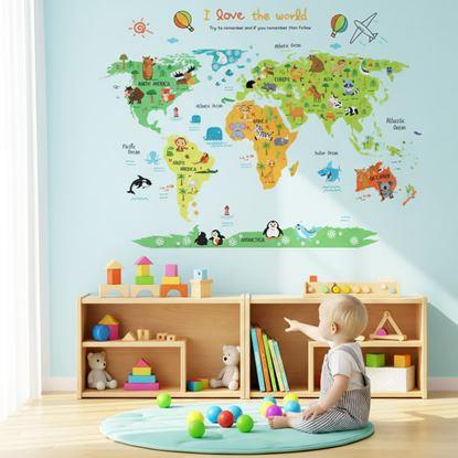 Obraz Naklejka na ścianę – mapa świata dla dzieci
