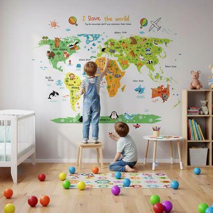 Obraz Naklejka na ścianę – mapa świata dla dzieci
