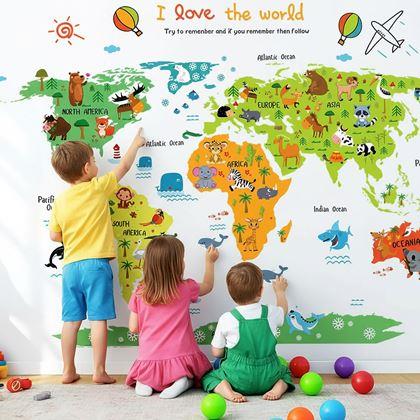 Obrazek z Naklejka na ścianę – mapa świata dla dzieci