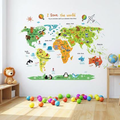 Obrazek z Naklejka na ścianę – mapa świata dla dzieci