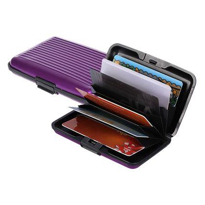 Obrazek z Praktyczny portfelik/metalowe etui na karty - fioletowy