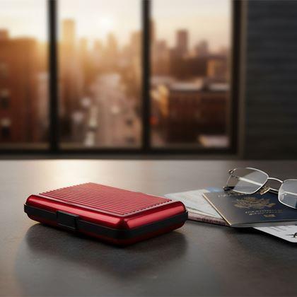 Obrazek z Praktyczny portfelik/metalowe etui na karty - czarny