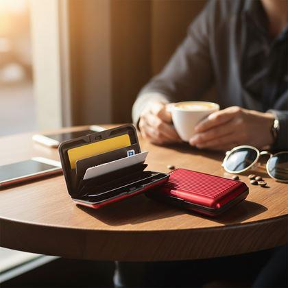 Obrazek z Praktyczny portfelik/metalowe etui na karty - czarny