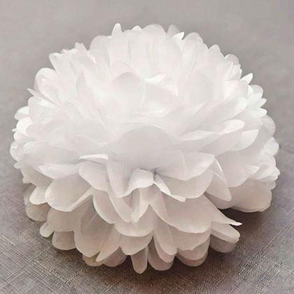 Obrazek z Biała papierowa dekoracja Pompom 20 cm 5 szt.