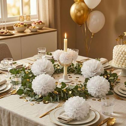 Obrazek z Biała papierowa dekoracja Pompom 20 cm 5 szt.