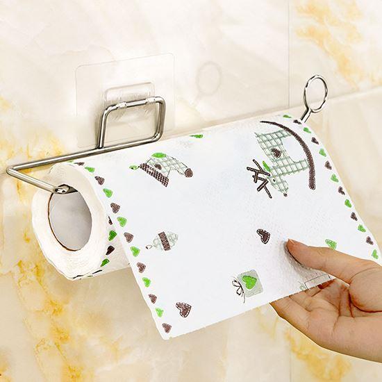 Obrazek z Stalowy samoprzylepny uchwyt na ręczniki papierowe