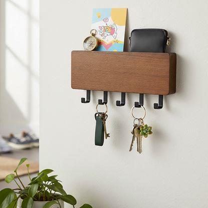 Obraz Drewniany wieszak na klucze z przegródką
