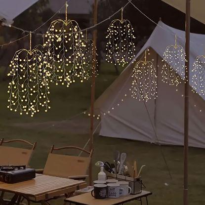 Obraz LED wiszące lampki z gałązkami wierzby i zasilaniem USB