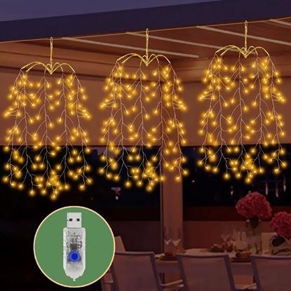 Obraz LED wiszące lampki z gałązkami wierzby i zasilaniem USB