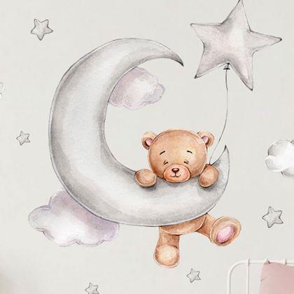 Obrazek z Naklejki na ścianę miś - na nagietku