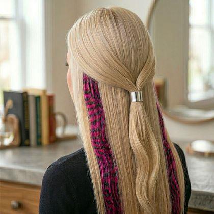 Obrazek z Kolorowy pasemko clip in 45 cm, ogon szopa -  różowy