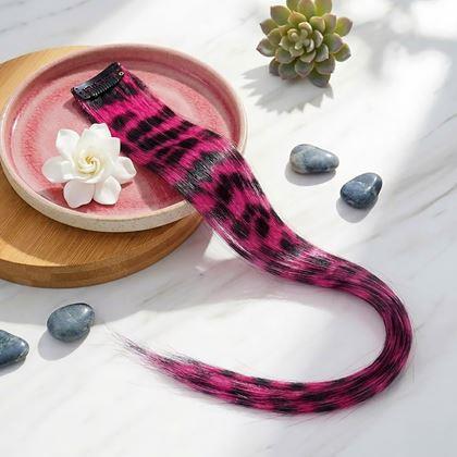 Obrazek z Kolorowy pasemko clip in 45 cm, ogon szopa -  różowy