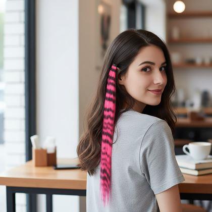 Obrazek z Kolorowy pasemko clip in 45 cm, ogon szopa -  niebieski