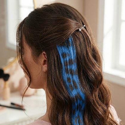 Obrazek z Kolorowy pasemko clip in 45 cm, ogon szopa -  niebieski