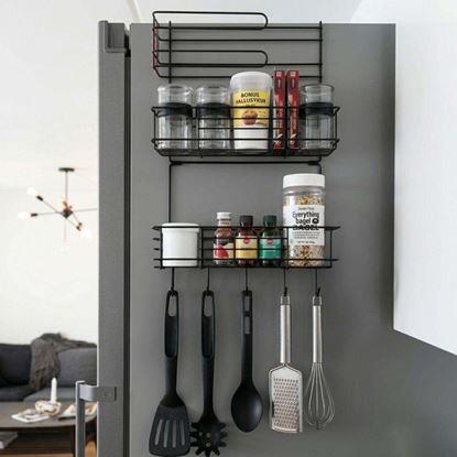 Obraz Czarny metalowy organizer na lodówkę