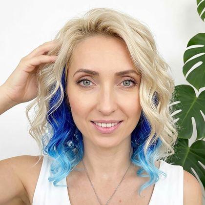 Obrazek z Clip in pasemko do kolorowego podkreślenia włosów - niebieski