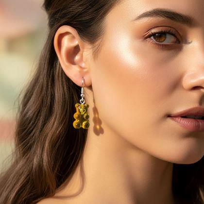 Obrazek z Kolczyki gumowe misie  -  żółte