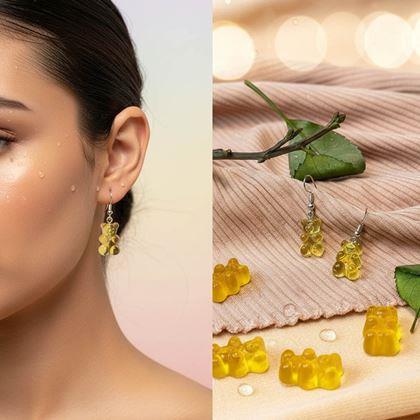 Obrazek z Kolczyki gumowe misie  -  żółte