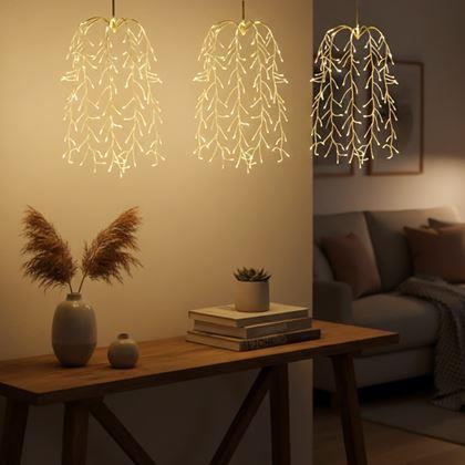 Obrazek z LED wiszące lampki z gałązkami wierzby i zasilaniem USB