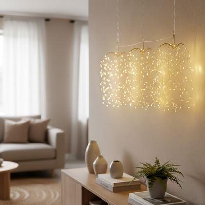 Obrazek z LED wiszące lampki z gałązkami wierzby i zasilaniem USB