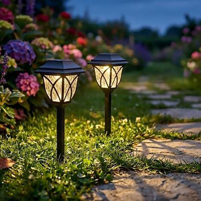 Obraz Zestaw 2 lamp solarnych LED do ogrodu