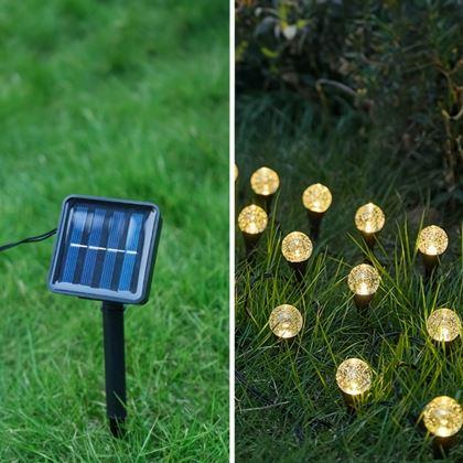 Obrazek z Solarna lampa LED do ziemi z efektem bąbelków – 10 punktów świetlnych