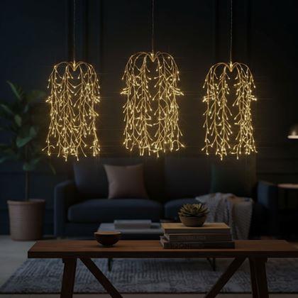 Obrazek z LED wiszące lampki z gałązkami wierzby i zasilaniem USB