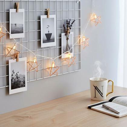 Obrazek z Dekoracyjny łańcuch świetlny LED metalowe gwiazdy