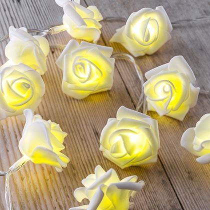 Obrazek z LED łańcuch świetlny na baterie z różami – 20 kwiatów