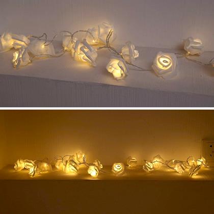 Obrazek z LED łańcuch świetlny na baterie z różami – 20 kwiatów