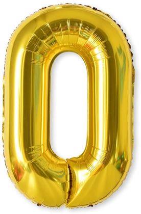 Obrazek z Maxi balon 100 cm złota cyfra - 0