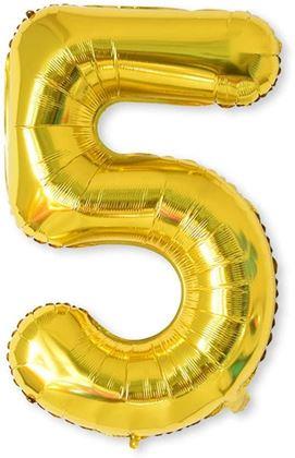Obrazek z Maxi balon 100 cm złota cyfra - 5