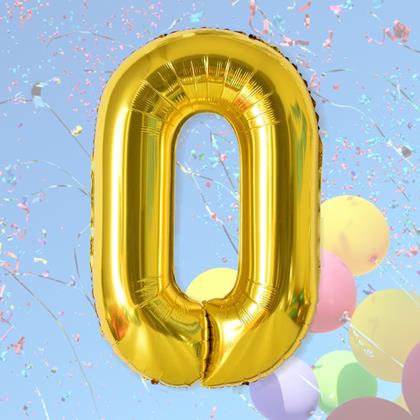 Obrazek z Maxi balon 100 cm złota cyfra - 0