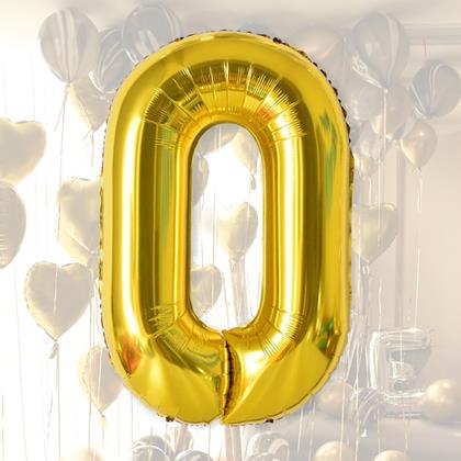 Obrazek z Maxi balon 100 cm złota cyfra - 0