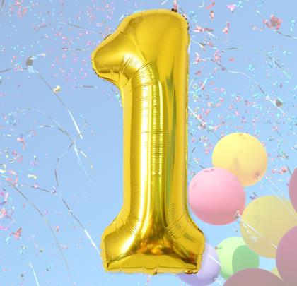 Obrazek z Maxi balon 100 cm złota cyfra - 1