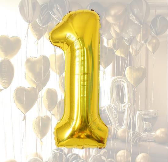 Obrazek z Maxi balon 100 cm złota cyfra - 1