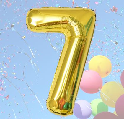 Obrazek z Maxi balon 100 cm złota cyfra - 7