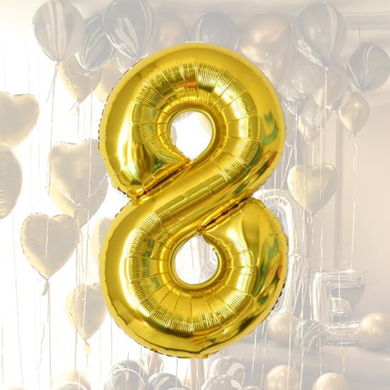 Obrazek z Maxi balon 100 cm złota cyfra - 8
