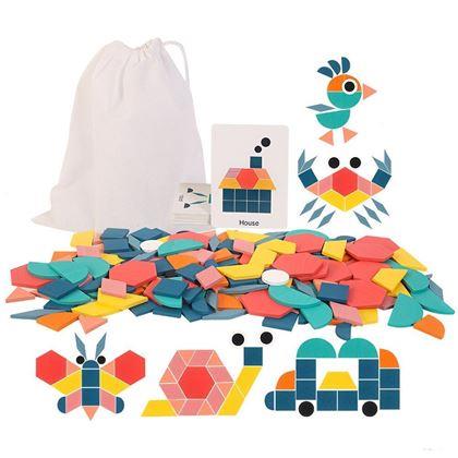 Obrazek z Drewniane puzzle - geometryczne kształty 180 szt