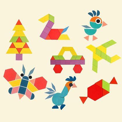 Obrazek z Drewniane puzzle - geometryczne kształty 180 szt