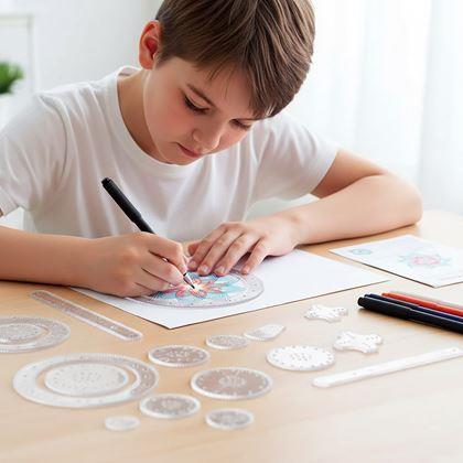 Obrazek z Zestaw szablonów do rysowania - spirograf