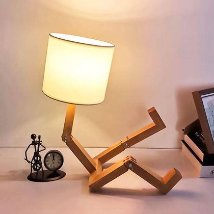Obrazek z Drewniana lampa stołowa lalka
