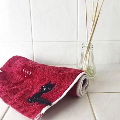 Obrazek z Ręcznik z kotem 50x25 cm  -  czerwony
