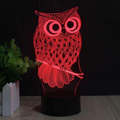 Obrazek z Lampa z iluzją 3D  -  sowa