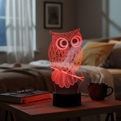 Obrazek z Lampa z iluzją 3D  -  sowa