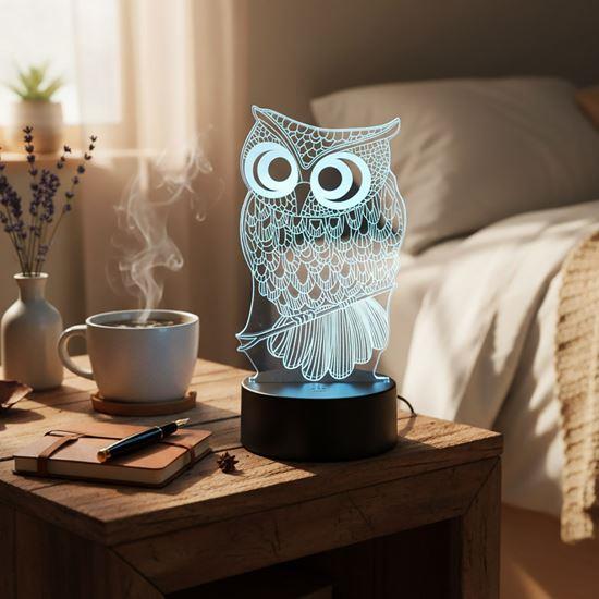Obrazek z Lampa z iluzją 3D  -  sowa
