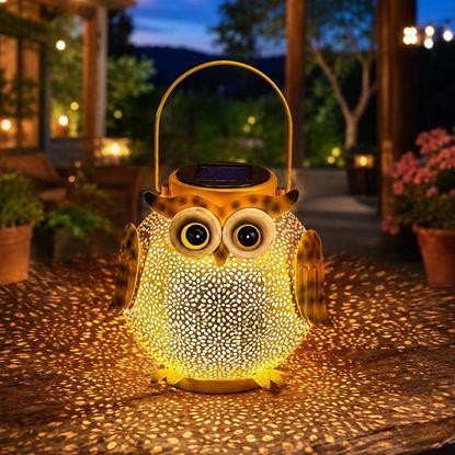 Obraz Solarna lampa ogrodowa LED - sowa